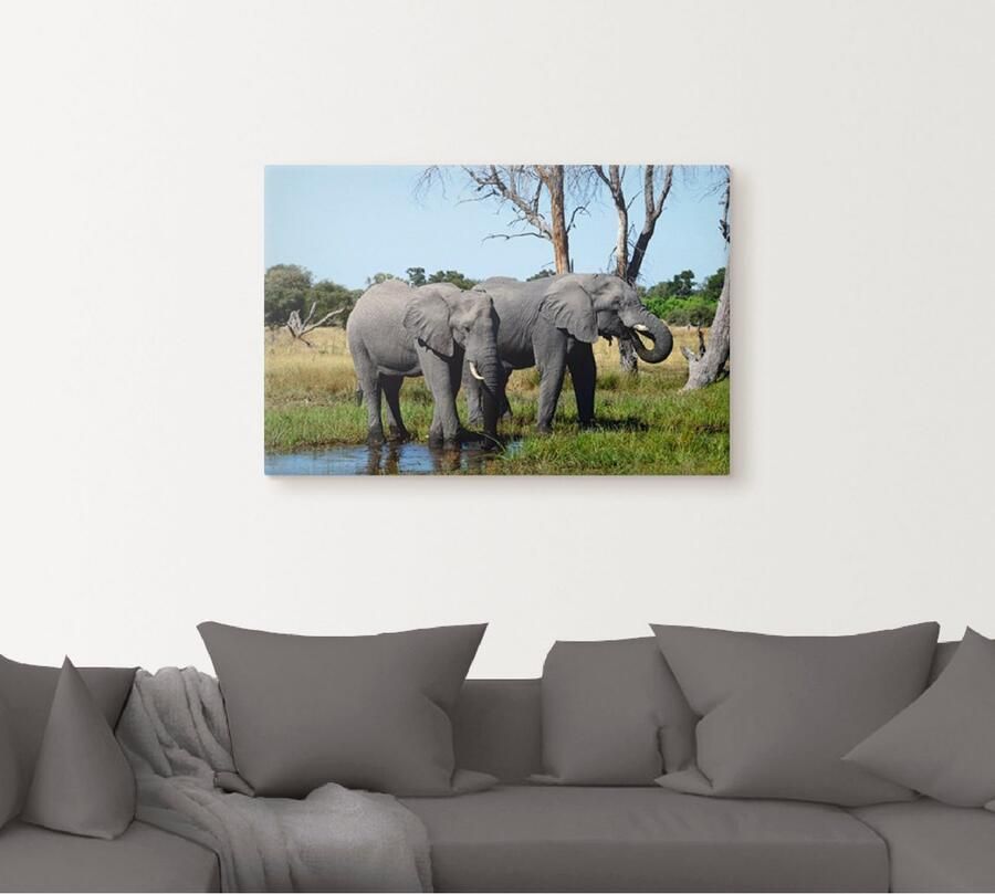 Artland Artprint Afrikaanse olifanten als artprint op linnen poster in verschillende formaten maten - Foto 4