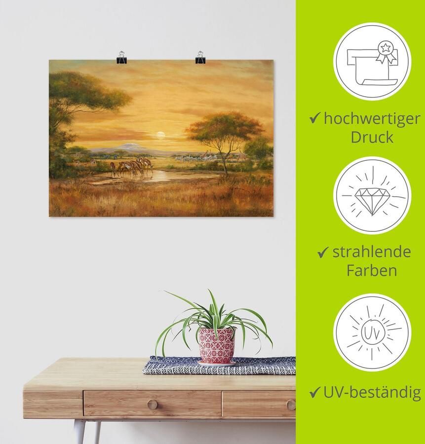 Artland Artprint Afrikaanse steppe als artprint van aluminium artprint voor buiten artprint op linnen poster in verschillende maten. maten - Foto 3