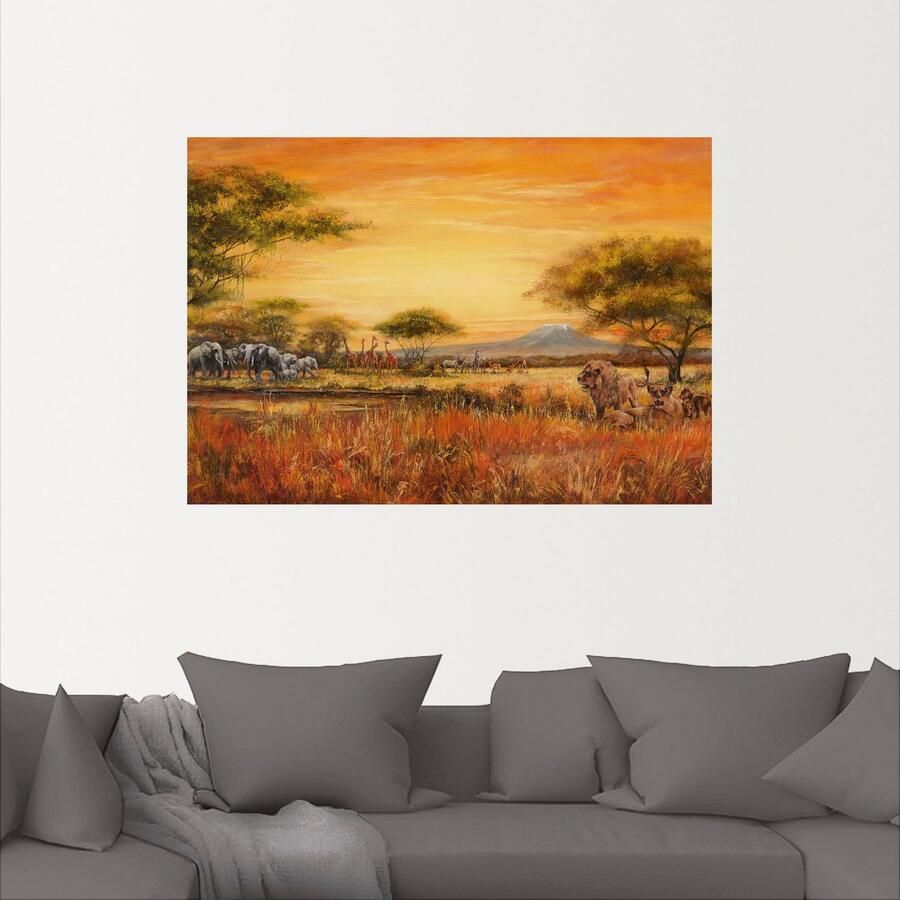 Artland Artprint Afrikaanse steppe met leeuwen als artprint van aluminium artprint voor buiten artprint op linnen poster muursticker - Foto 2