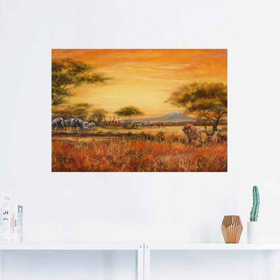 Artland Artprint Afrikaanse steppe met leeuwen als artprint van aluminium artprint voor buiten artprint op linnen poster muursticker - Foto 3