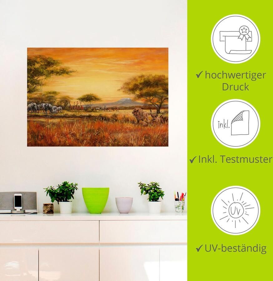 Artland Artprint Afrikaanse steppe met leeuwen als artprint van aluminium artprint voor buiten artprint op linnen poster muursticker - Foto 4