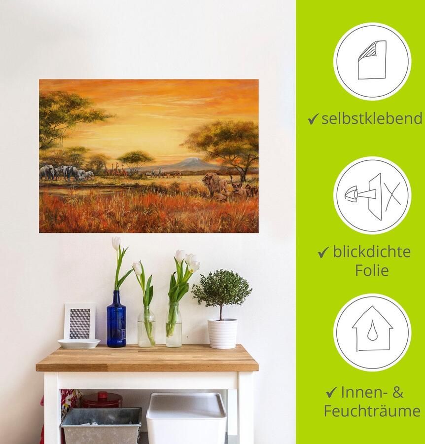 Artland Artprint Afrikaanse steppe met leeuwen als artprint van aluminium artprint voor buiten artprint op linnen poster muursticker - Foto 5