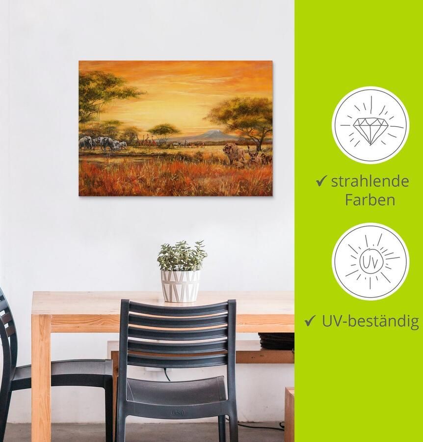 Artland Artprint Afrikaanse steppe met leeuwen als artprint van aluminium artprint voor buiten artprint op linnen poster muursticker - Foto 3