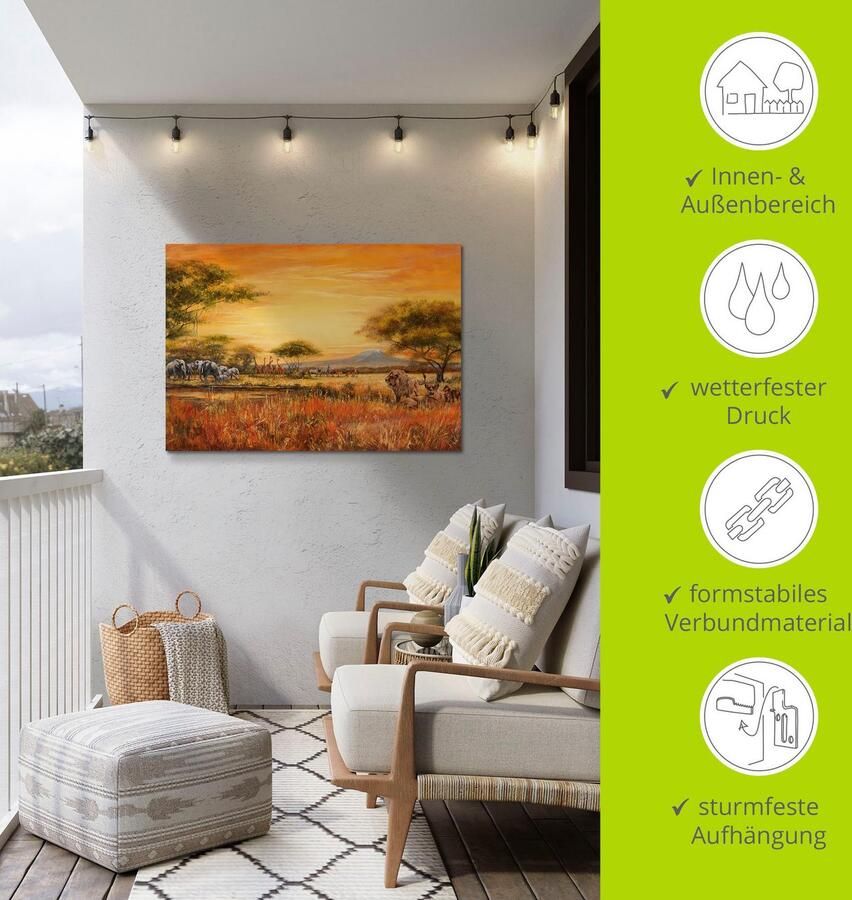 Artland Artprint Afrikaanse steppe met leeuwen als artprint van aluminium artprint voor buiten artprint op linnen poster muursticker - Foto 4