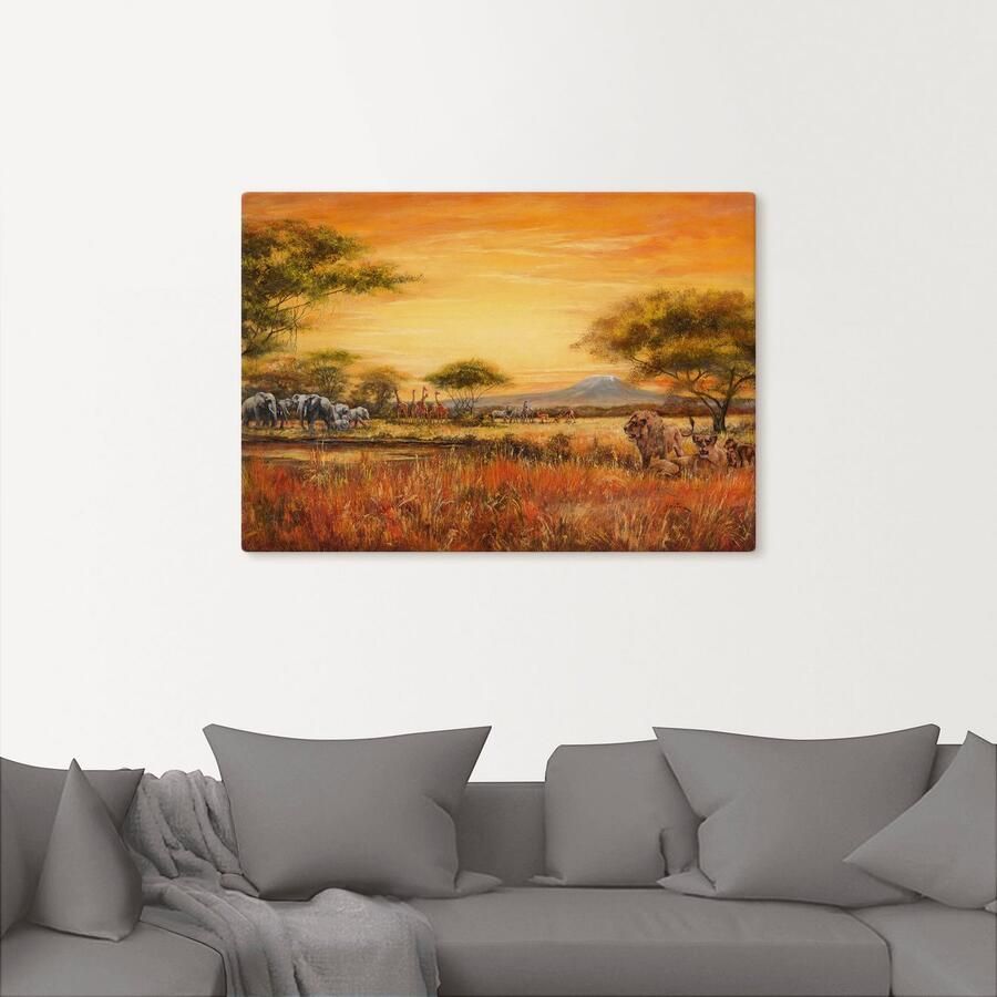 Artland Artprint Afrikaanse steppe met leeuwen als artprint van aluminium artprint voor buiten artprint op linnen poster muursticker - Foto 2