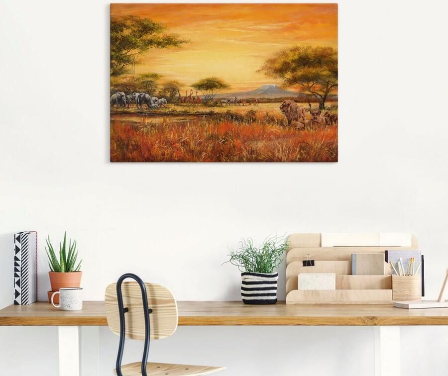 Artland Artprint op linnen Afrikaanse steppe met leeuwen - Foto 5