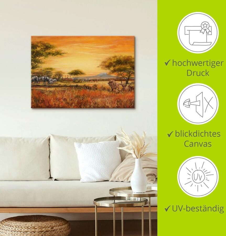 Artland Artprint Afrikaanse steppe met leeuwen als artprint van aluminium artprint voor buiten artprint op linnen poster muursticker - Foto 4