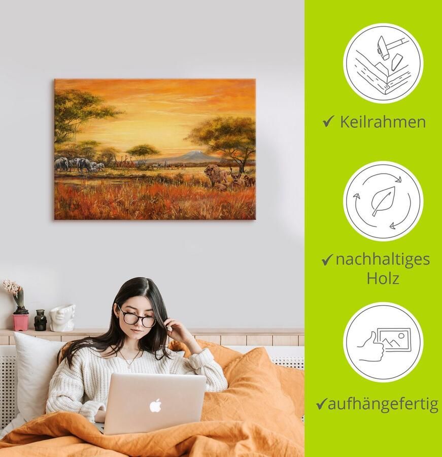 Artland Artprint Afrikaanse steppe met leeuwen als artprint van aluminium artprint voor buiten artprint op linnen poster muursticker - Foto 3