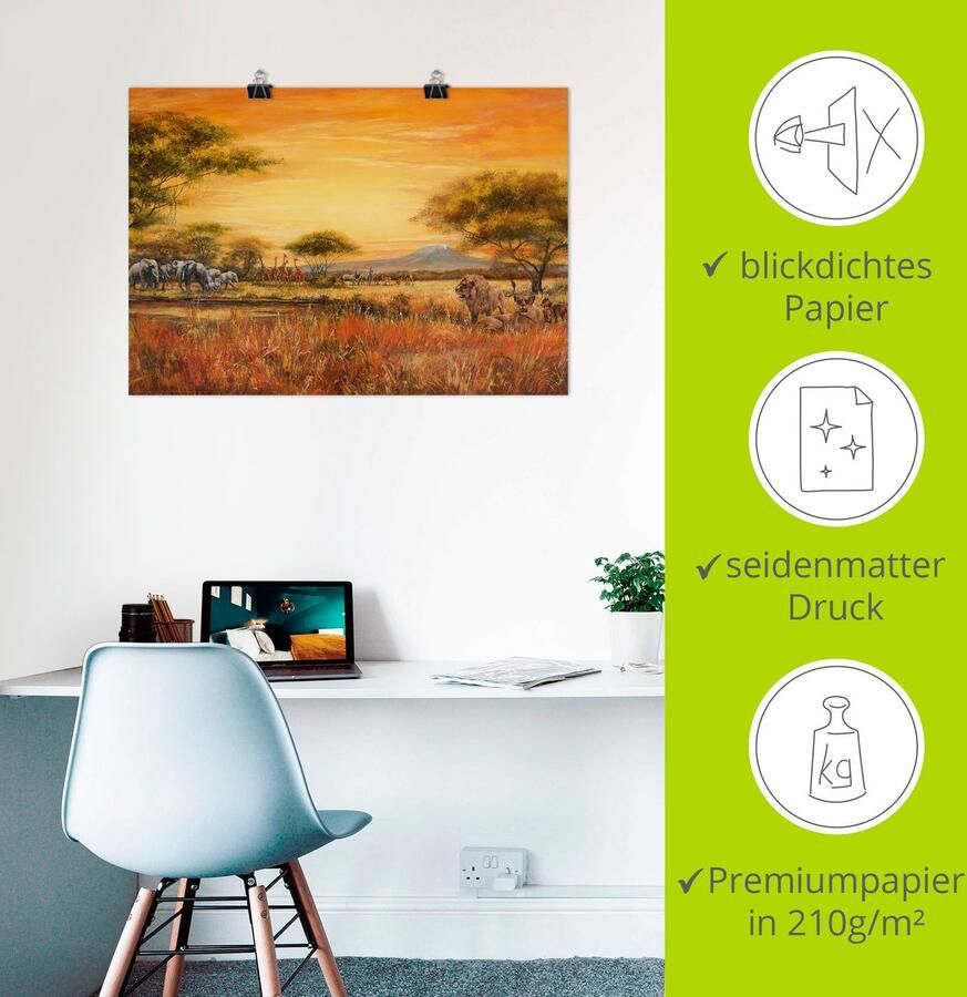 Artland Artprint Afrikaanse steppe met leeuwen als artprint van aluminium artprint voor buiten artprint op linnen poster muursticker - Foto 2