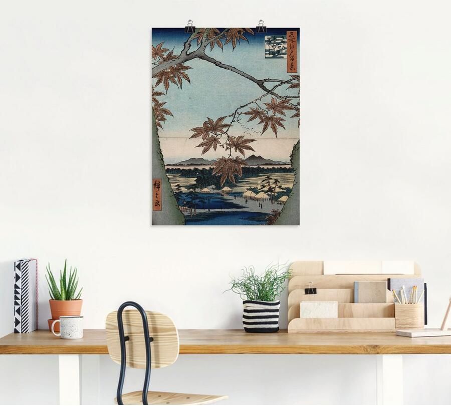 Artland Artprint Ahornbladeren Tekona schrijn en brug als artprint op linnen muursticker of poster in verschillende maten - Foto 4