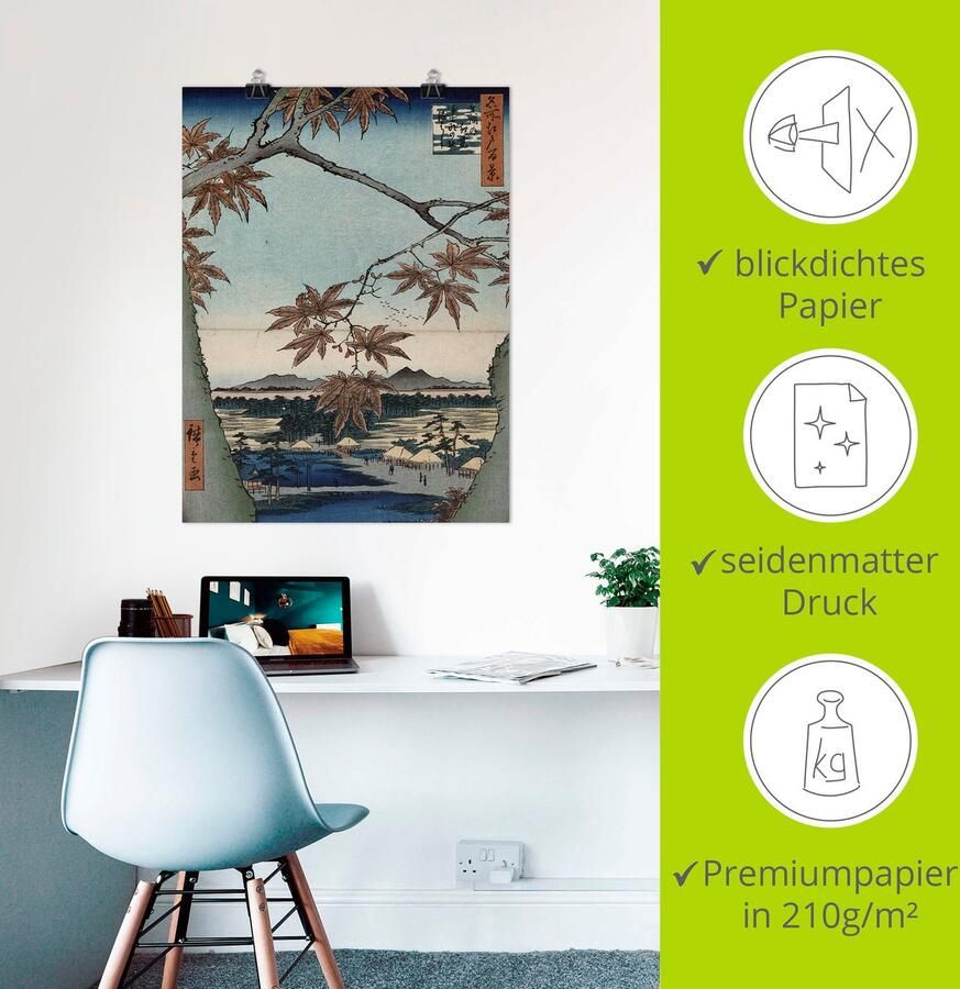 Artland Artprint Ahornbladeren Tekona schrijn en brug als artprint op linnen muursticker of poster in verschillende maten - Foto 2