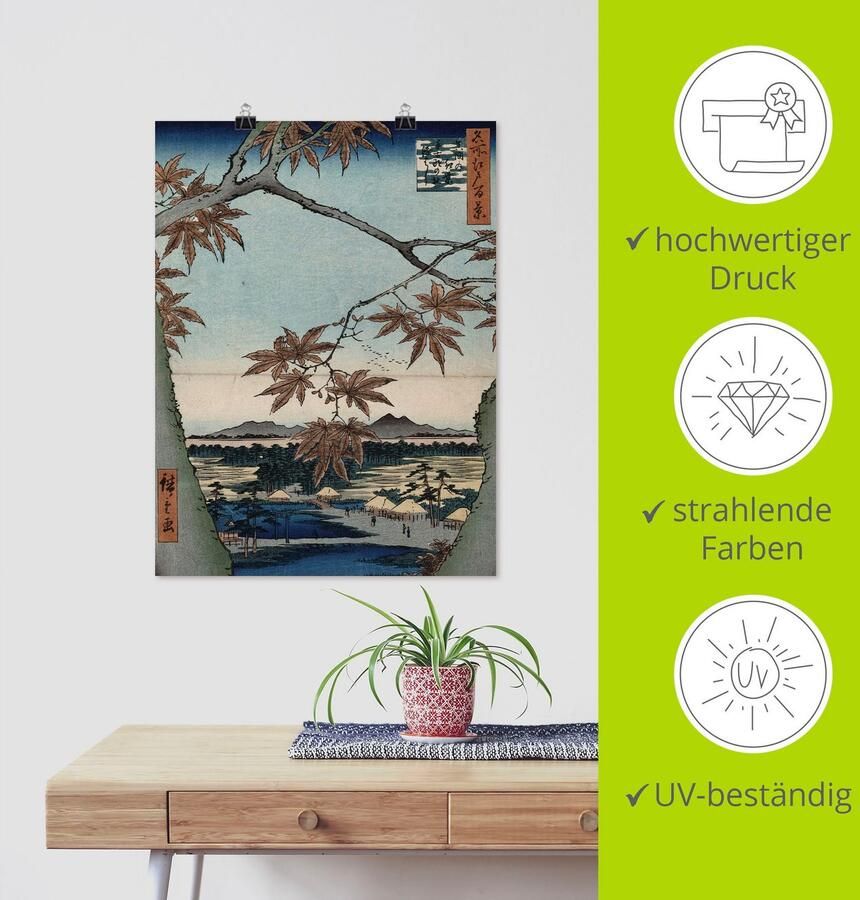 Artland Artprint Ahornbladeren Tekona schrijn en brug als artprint op linnen muursticker of poster in verschillende maten - Foto 3