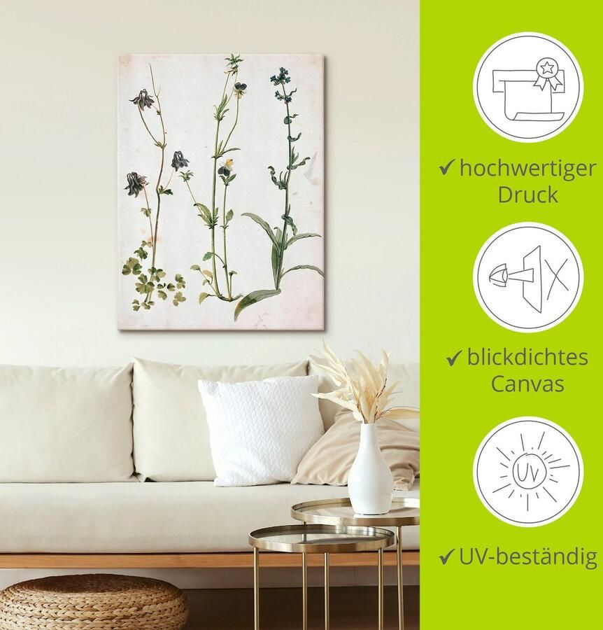 Artland Artprint Akelei viooltjes en ossentong als artprint op linnen muursticker in verschillende maten - Foto 3