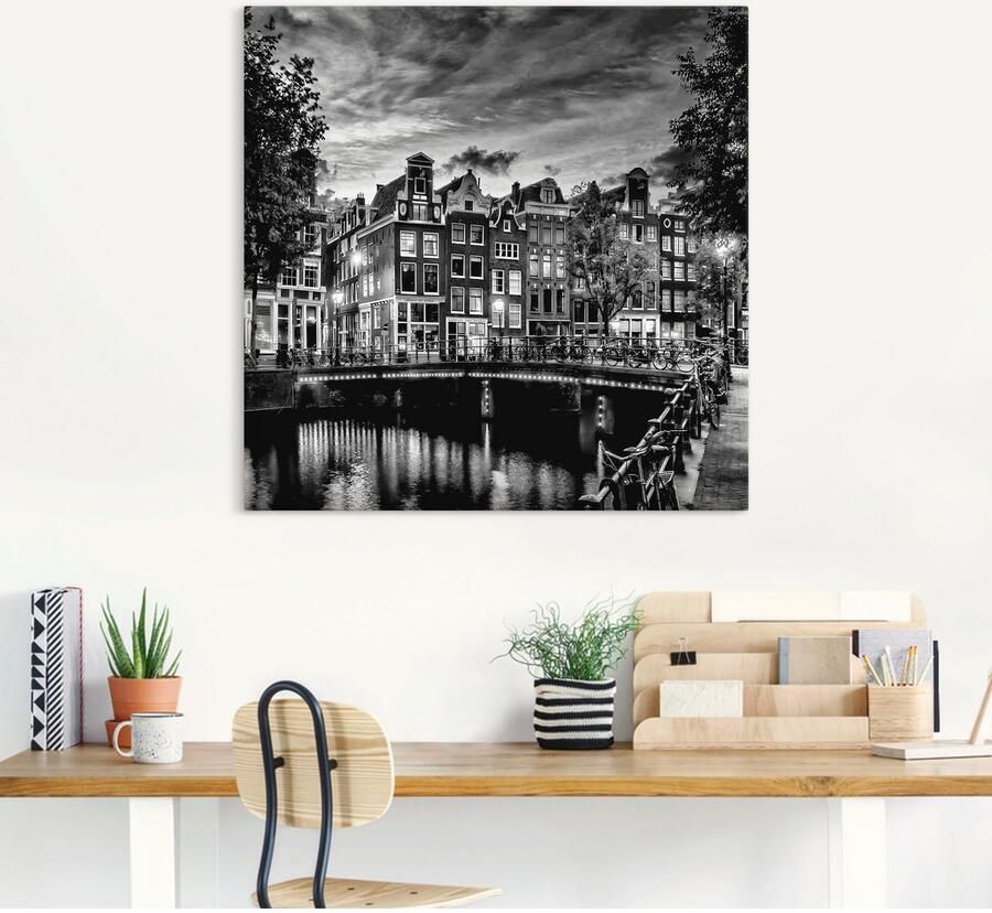 Artland Artprint Amsterdam avondidylle als artprint op linnen poster muursticker in verschillende maten - Foto 4