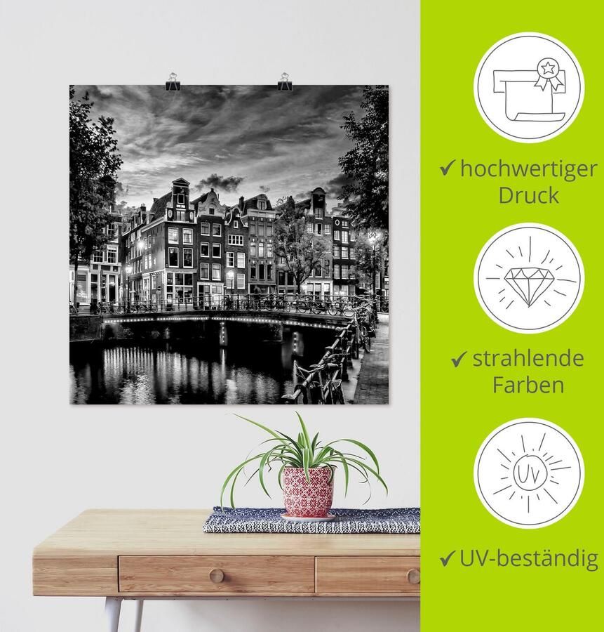 Artland Artprint Amsterdam avondidylle als artprint op linnen poster muursticker in verschillende maten - Foto 4