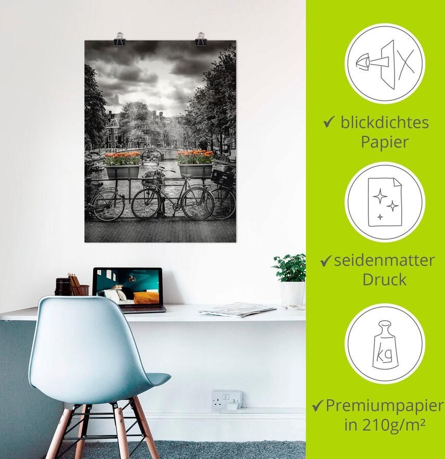 Artland Artprint Amsterdam Herengracht & zonnestralen als artprint op linnen poster in verschillende formaten maten - Foto 2