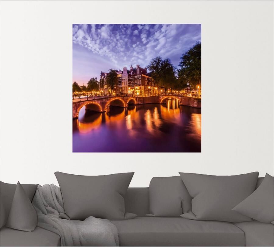 Artland Artprint Amsterdam Keizersgracht Leidsegracht als artprint op linnen poster muursticker in verschillende maten - Foto 3