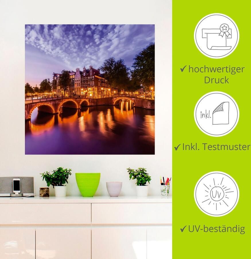 Artland Artprint Amsterdam Keizersgracht Leidsegracht als artprint op linnen poster muursticker in verschillende maten - Foto 2