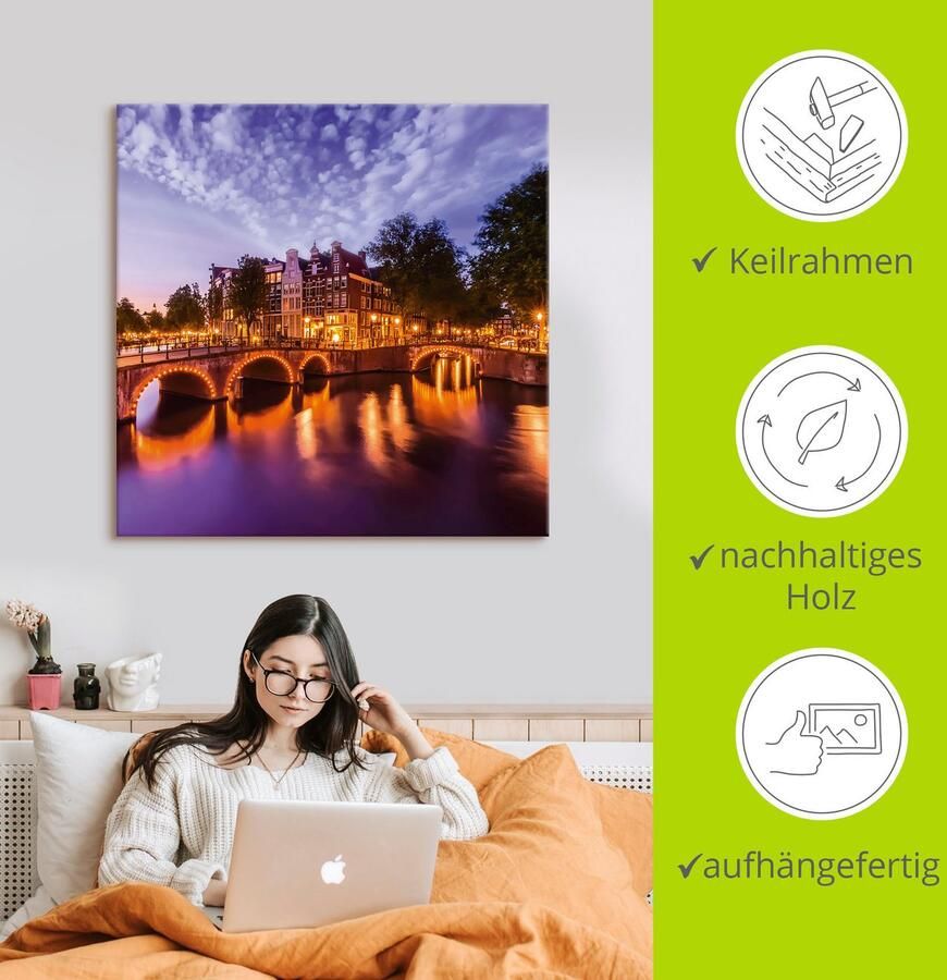 Artland Artprint Amsterdam Keizersgracht Leidsegracht als artprint op linnen poster muursticker in verschillende maten
