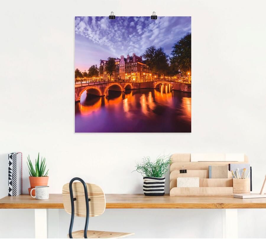 Artland Artprint Amsterdam Keizersgracht Leidsegracht als artprint op linnen poster muursticker in verschillende maten - Foto 4