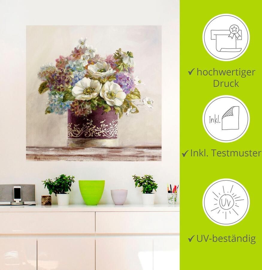 Artland Artprint Anemonen in Auberginer hoedendoos als artprint op linnen poster muursticker in verschillende maten - Foto 2