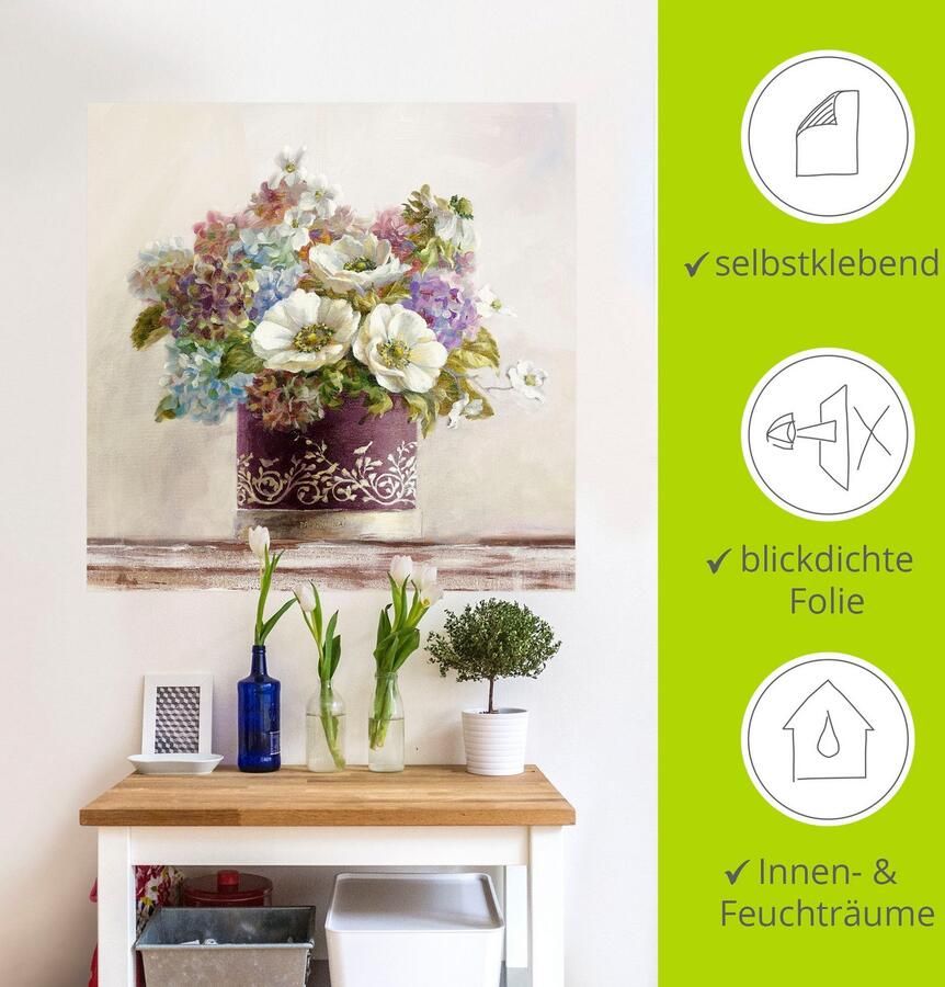 Artland Artprint Anemonen in Auberginer hoedendoos als artprint op linnen poster muursticker in verschillende maten - Foto 3