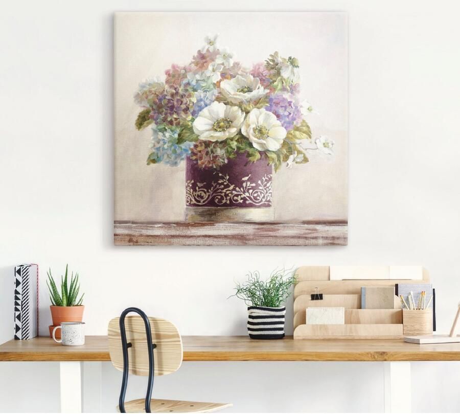 Artland Artprint Anemonen in Auberginer hoedendoos als artprint op linnen poster muursticker in verschillende maten - Foto 5