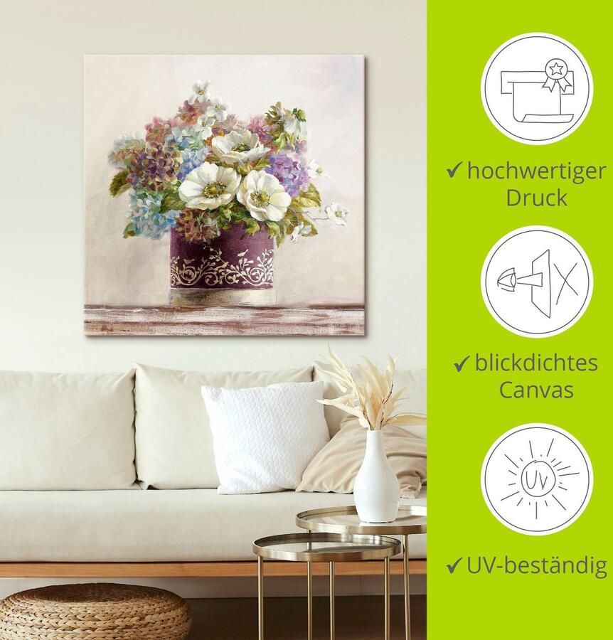 Artland Artprint Anemonen in Auberginer hoedendoos als artprint op linnen poster muursticker in verschillende maten - Foto 3