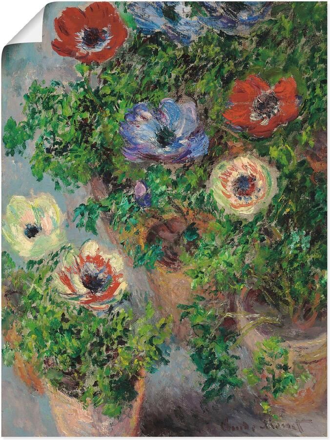Artland Artprint Anemonen in een vaas. 1885 als artprint op linnen muursticker of poster in verschillende maten - Foto 6