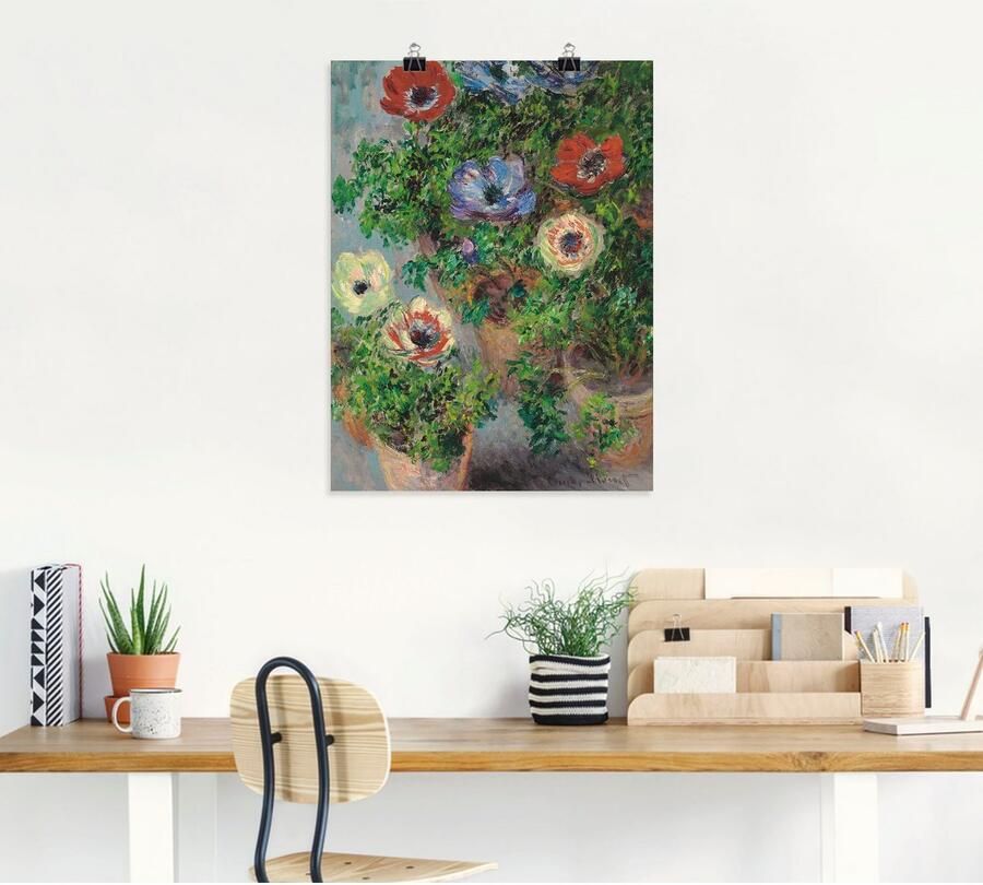 Artland Artprint Anemonen in een vaas. 1885 als artprint op linnen muursticker of poster in verschillende maten - Foto 4