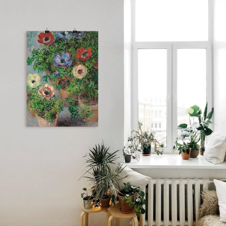 Artland Artprint Anemonen in een vaas. 1885 als artprint op linnen muursticker of poster in verschillende maten