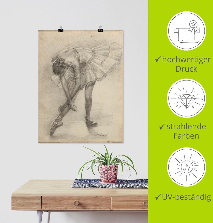 Artland Artprint Antieke ballerina's oefening II als poster in verschillende formaten maten - Foto 3