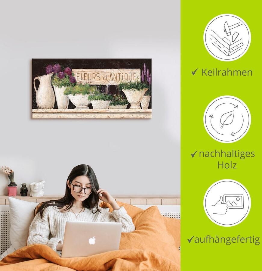 Artland Artprint Antieke bloemen als artprint van aluminium artprint voor buiten artprint op linnen poster muursticker - Foto 3