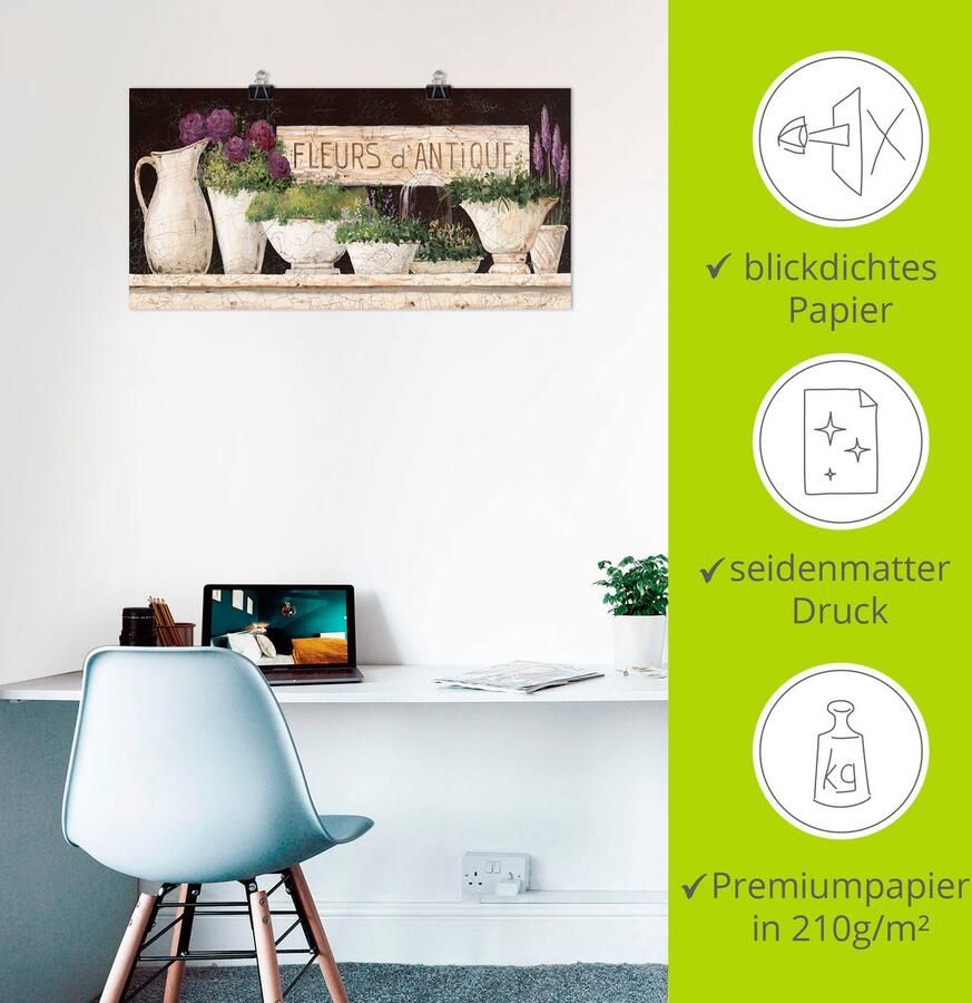 Artland Artprint Antieke bloemen als artprint van aluminium artprint voor buiten artprint op linnen poster muursticker - Foto 4