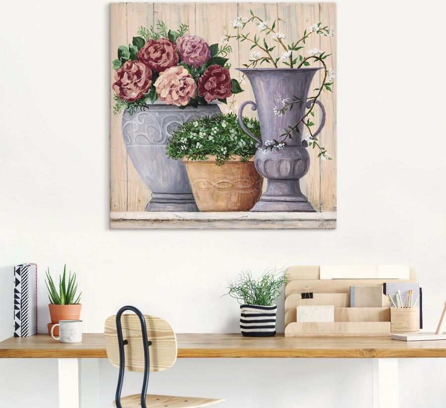 Artland Artprint op linnen Antieke bloemen_licht