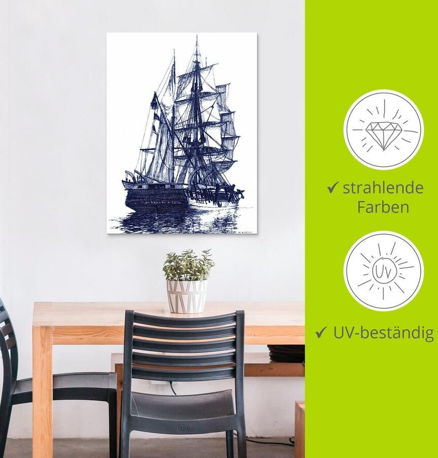 Artland Artprint Antieke boot in blauw I als artprint van aluminium artprint voor buiten poster in diverse formaten - Foto 2