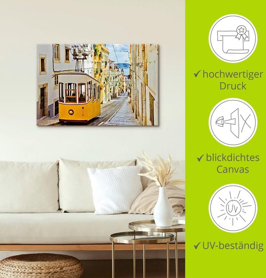 Artland Artprint Ascensor da Gloria in Lissabon als artprint van aluminium artprint op linnen muursticker of poster in verschillende maten - Foto 3