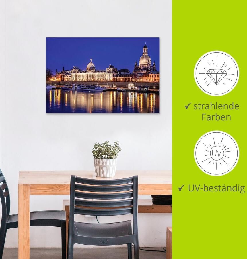 Artland Artprint Avond aan de Elbe in Dresden als artprint van aluminium artprint op linnen muursticker of poster in verschillende maten - Foto 3