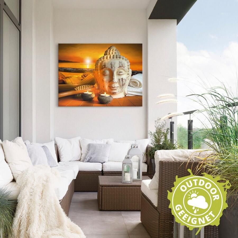 Artland Artprint Bad-accessoires met boeddha-standbeeld als artprint van aluminium artprint op linnen muursticker verschillende maten - Foto 2