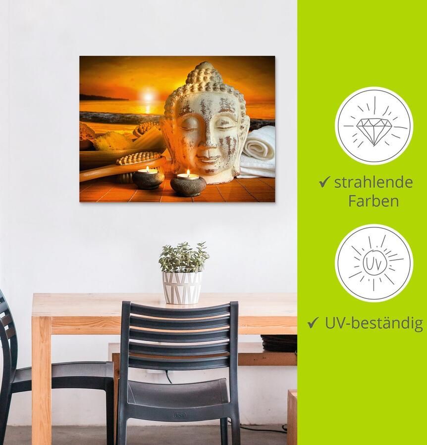 Artland Artprint Bad-accessoires met boeddha-standbeeld als artprint van aluminium artprint op linnen muursticker verschillende maten - Foto 3