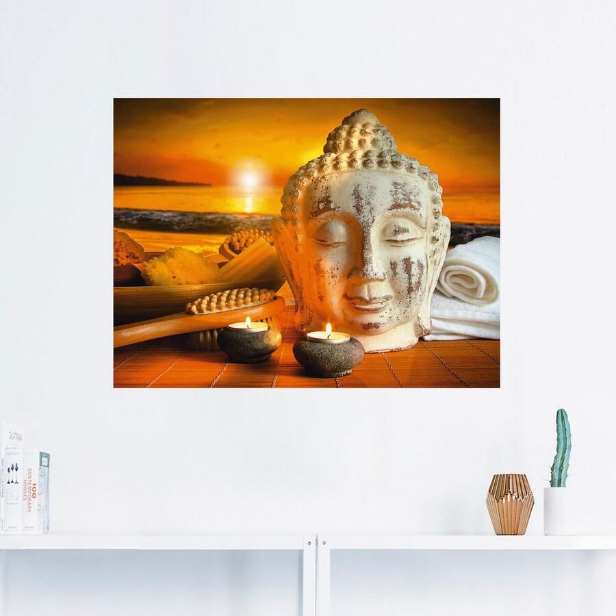Artland Artprint Bad-accessoires met boeddha-standbeeld als artprint van aluminium artprint op linnen muursticker verschillende maten - Foto 3