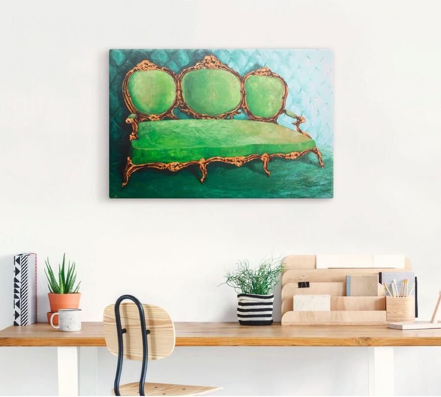 Artland Artprint op linnen Bank groen - Foto 3