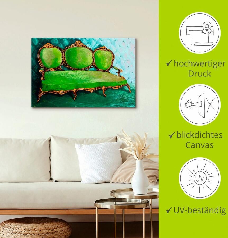 Artland Artprint op linnen Bank groen - Foto 2