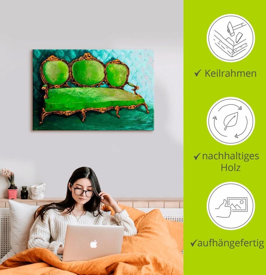 Artland Artprint op linnen Bank groen