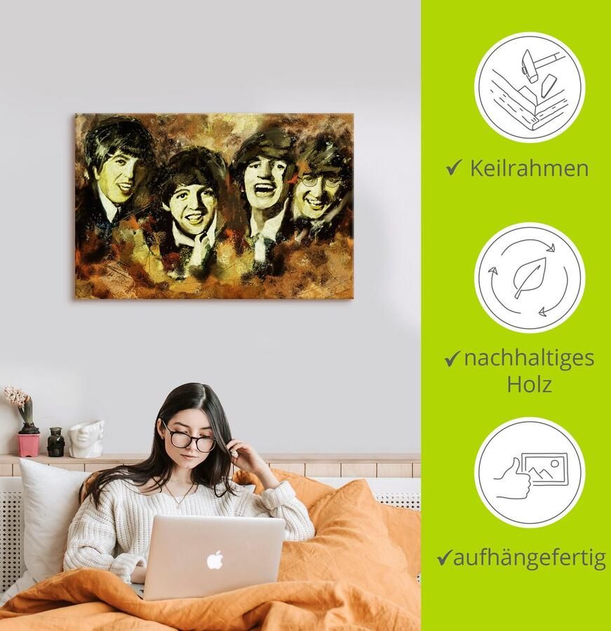 Artland Artprint Beatles als artprint op linnen muursticker in verschillende maten - Foto 2