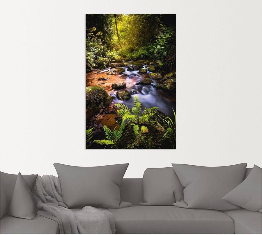 Artland Artprint Beek in het bos als artprint van aluminium artprint op linnen muursticker verschillende maten - Foto 5