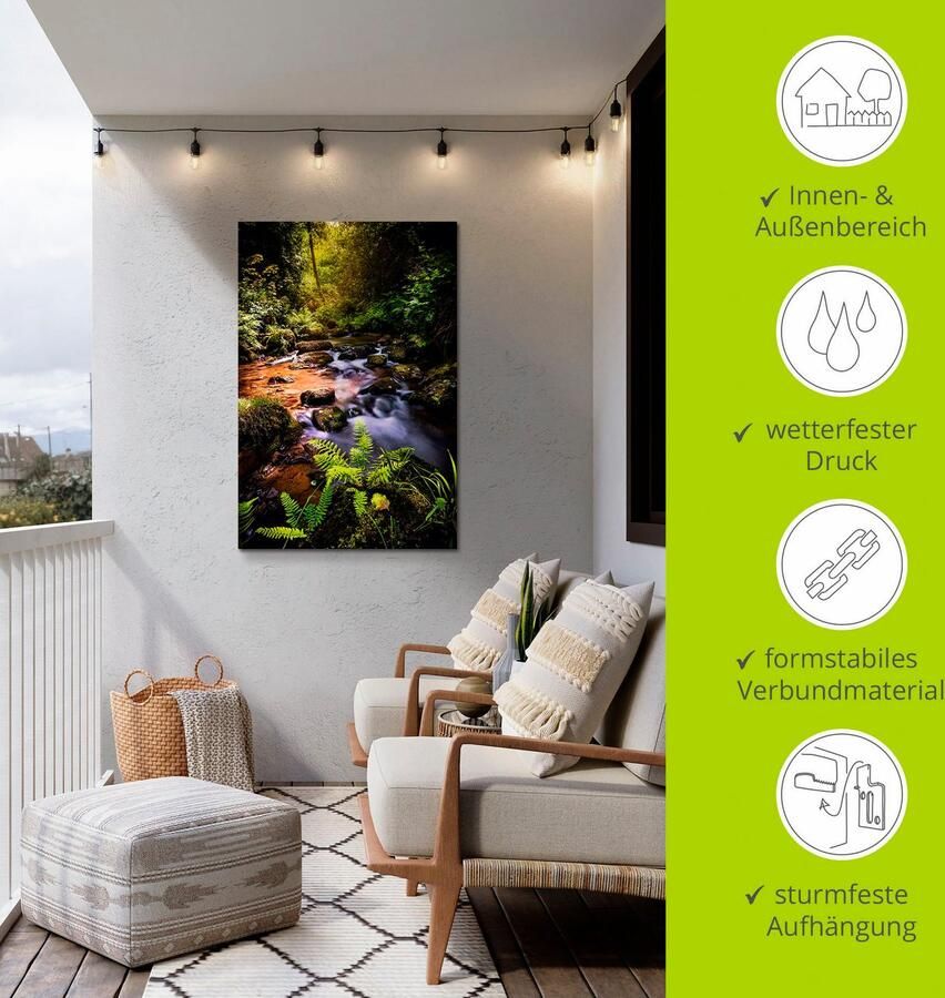 Artland Artprint Beek in het bos als artprint van aluminium artprint op linnen muursticker verschillende maten - Foto 4