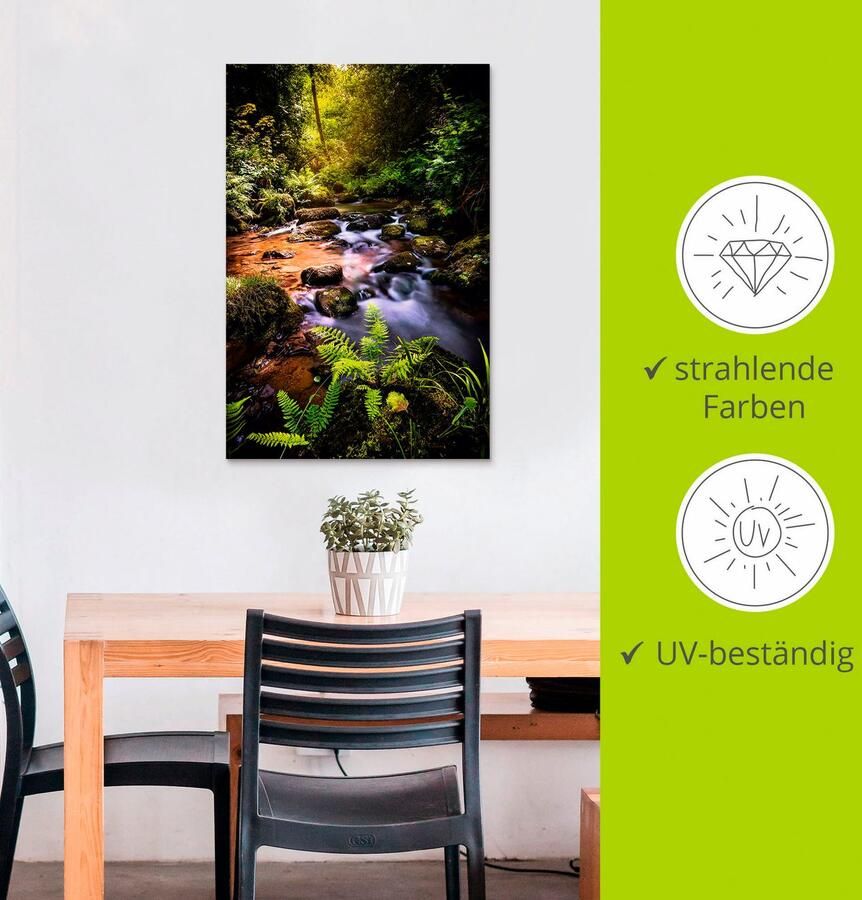 Artland Artprint Beek in het bos als artprint van aluminium artprint op linnen muursticker verschillende maten - Foto 3