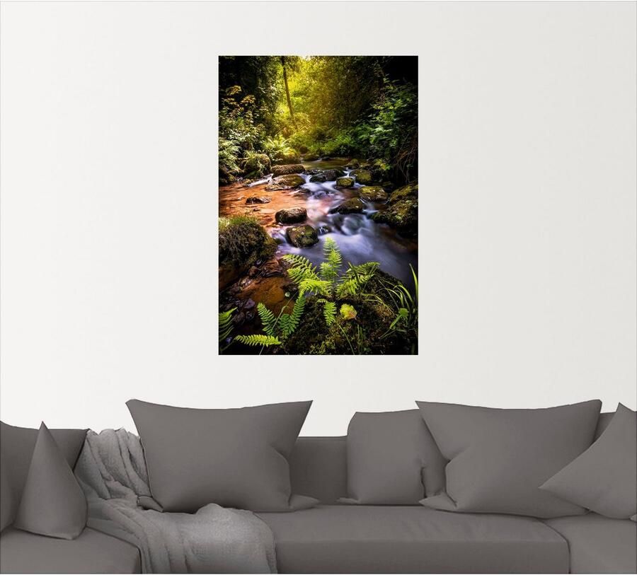 Artland Artprint Beek in het bos als artprint van aluminium artprint op linnen muursticker verschillende maten - Foto 4