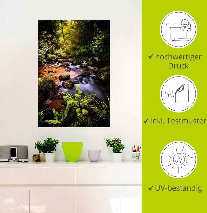 Artland Artprint Beek in het bos als artprint van aluminium artprint op linnen muursticker verschillende maten - Foto 2